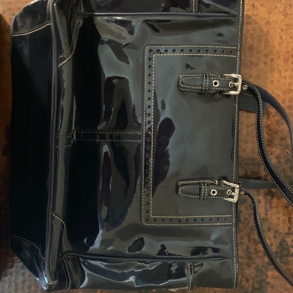 Coach Dark Navy Patent Leather Tote Purse - Picture 2 of 4